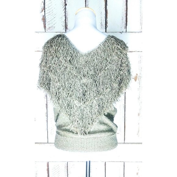 90s vintage hand loomed knit shag pullover sweater/fringe/tassel sweater top - Picture 2 of 5